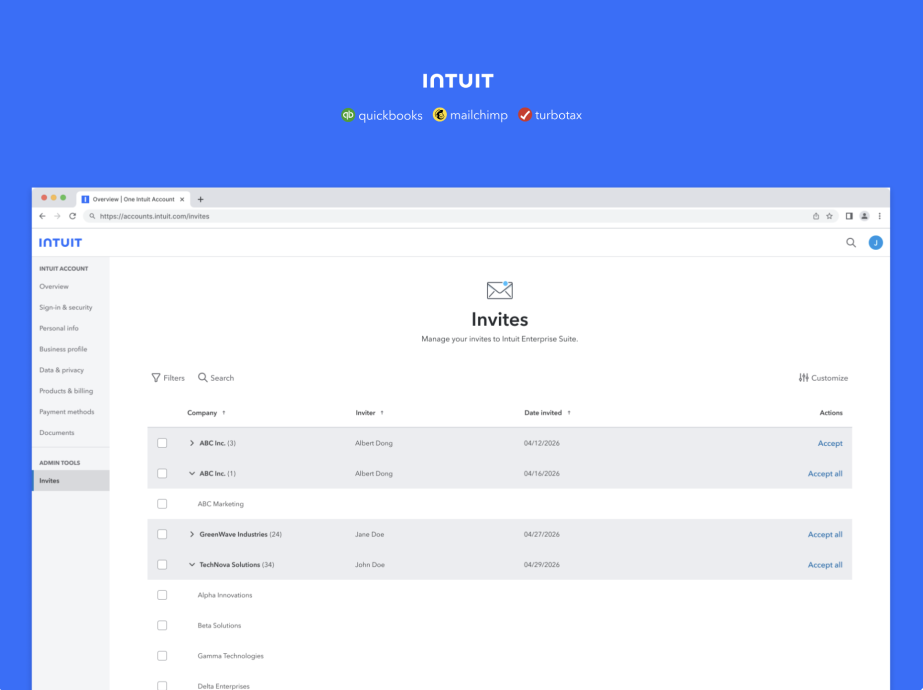 Invitation Hub for QB and IES