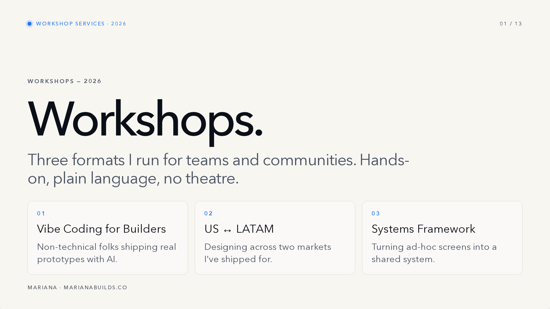 Workshop Services cover slide